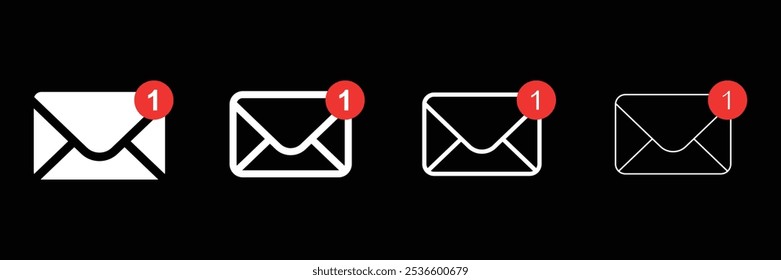 Set of New email notification icon collection. Notification symbol. Vector Illustration.
