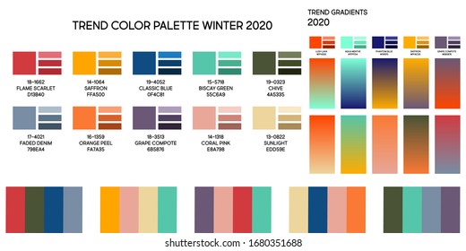 Ponga una nueva moda moderna de color universal tendencia 2020. Previsión de la paleta de colores de la futura tendencia de color para la comodidad de crear su diseño y su negocio