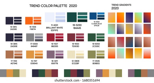 Set new fashion modern universal color trend 2020. Color palette forecast of the future color trend for the convenience of creating your design and your business