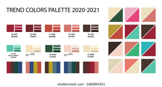 Set New Fashion Modern Universalcolors And Gradients Trend 2020-2021. Color Palette Forecast For The Convenience Of Creating Your Design