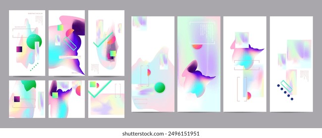Conjunto de Nueva lámina de malla de gradiente conjunto de fondos de textura de hojas de perlas. Abstractas gradiente elegante con lámina holográfica. 90, 80