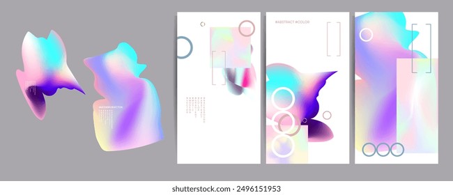 Conjunto de Nueva lámina de malla de gradiente conjunto de fondos de textura de hojas de perlas. Abstractas gradiente elegante con lámina holográfica. 90, 80