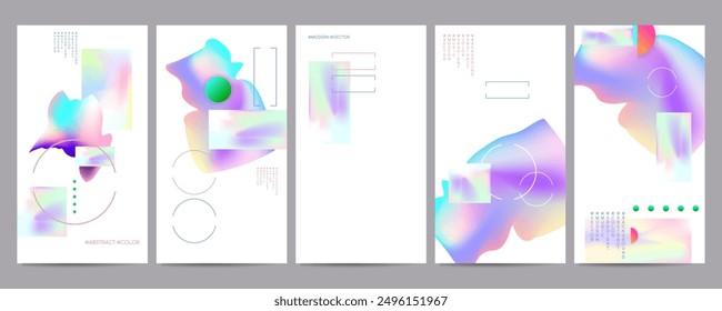 Conjunto de Nueva lámina de malla de gradiente conjunto de fondos de textura de hojas de perlas. Abstractas gradiente elegante con lámina holográfica. 90, 80