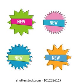 set of new geometric star sticker label  web banner isolated on white background