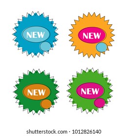 set of new geometric star sticker label  web banner isolated on white background