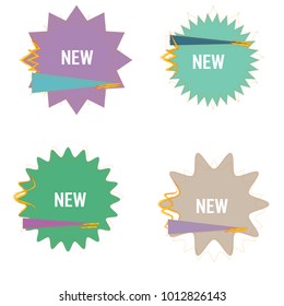 set of new geometric star sticker label  web banner isolated on white background