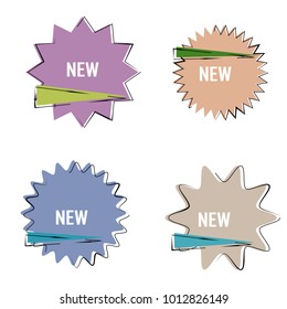 set of new geometric star sticker label  web banner isolated on white background