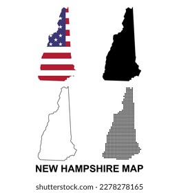 Set of New Hampshire map, united states of america. Flat concept vector illustration .