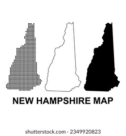 Set of New Hampshire map, united states of america. Flat concept vector illustration .