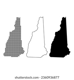 Set of New Hampshire map, united states of america. Flat concept vector illustration .