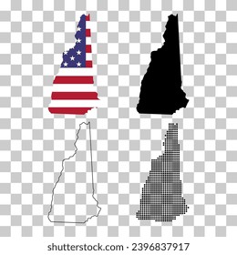 Set of New Hampshire map, united states of america. Flat concept vector illustration .