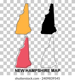 Set of New Hampshire map, united states of america. Flat concept vector illustration .