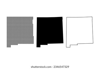 Set of New Mexico map, united states of america. Flat concept vector illustration .