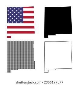 Set of New Mexico map, united states of america. Flat concept vector illustration .