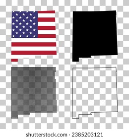 Set of New Mexico map, united states of america. Flat concept vector illustration .