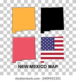 Set of New Mexico map, united states of america. Flat concept vector illustration .