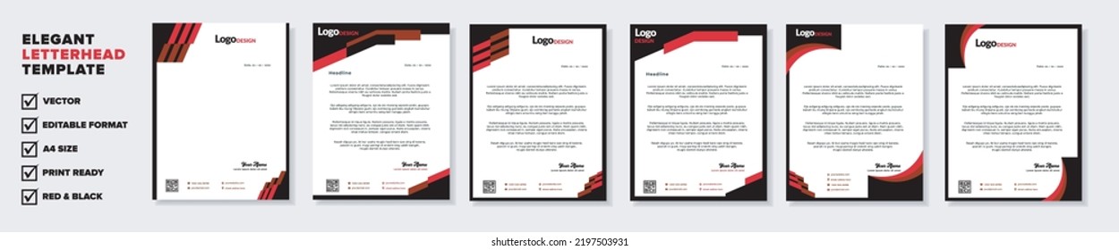 set of new modern letterhead template for stationery design all business company. vector editable format editable A4. for download.