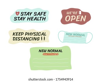 Conjunto de texto Nuevo estilo de vida normal. ilustración vectorial