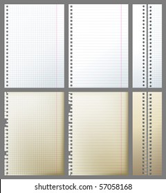 set of new and old paper pages and 2 binders