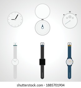 Conjunto de relojes nuevos y antiguos 