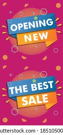eine Reihe neuer vertikaler öffnender Banner für die besten Verkaufsstellen formen Vektor