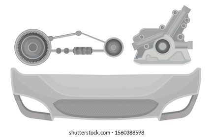 Set of new parts for the car. Vector illustration on a white background.