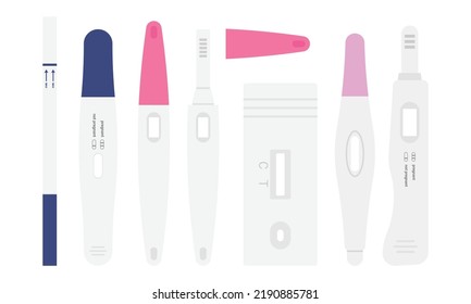 Set of new pregnancy test without result vector illustration. Unused pregnancy test with blank result screen flat design clipart. Waiting for result. Female reproductive, planning of pregnancy concept