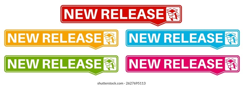set new release badge labels icon. new arrival symbol new update design sticker template vector illustration