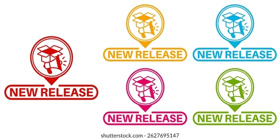 set new release icon. new product release symbol sign sticker social media label template design vector illustration