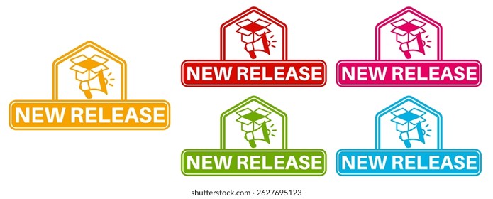 set new release sign icon. new product design label sticker banner template vector illustration