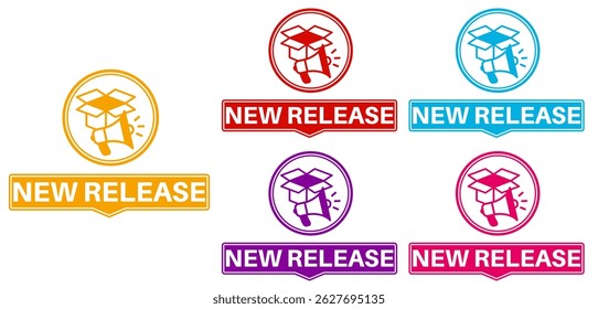 set new release sign icon design label sticker banner template vector illustration	