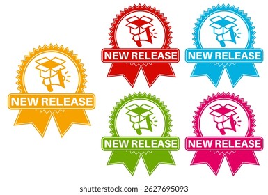 set new releasee icon. new product release symbol sign sticker social media label template design vector illustration