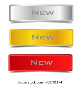 set of new silver gold and red sticker label sale badge isolated on white background