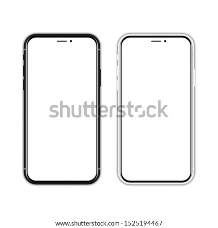 Set of new smartphone with blank screen