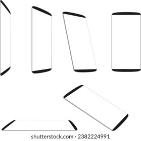 Set new smartphones different angles views isolated on white template. Vector illustration. EPS 10. No transparency. No gradients. Raw materials are easy to edit.