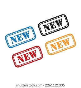 Set of New stamp symbol, label sticker sign button, text banner vector illustration .