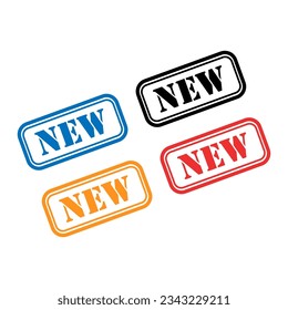 Conjunto de símbolos New stamp, botón de signo de etiqueta adhesiva, ilustración vectorial de banner de texto .