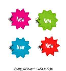 set of new sticker label tag badge isolated on white background
