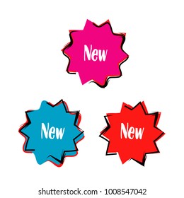 set of new sticker label tag badge isolated on white background