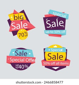 Set of new stickers, sale tags and labels. Shopping stickers and badges for merchandise and promotion, special offer, new collection, discount etc. Red stickers for web banners with transparent shadow