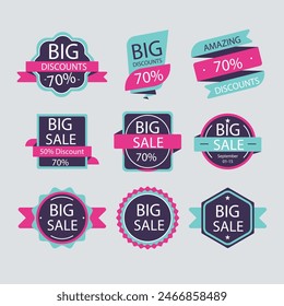 Set of new stickers, sale tags and labels. Shopping stickers and badges for merchandise and promotion, special offer, new collection, discount etc. Red stickers for web banners with transparent shadow