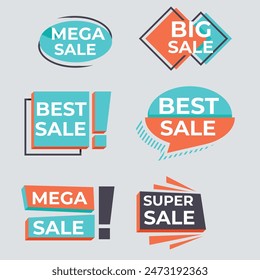 Set of new stickers, sale tags and labels. Shopping stickers and badges for merchandise and promotion, special offer, new collection, discount etc. Red stickers for web banners with transparent shadow