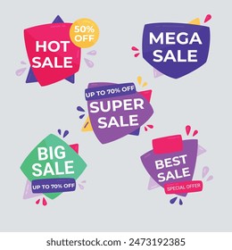 Set of new stickers, sale tags and labels. Shopping stickers and badges for merchandise and promotion, special offer, new collection, discount etc. Red stickers for web banners with transparent shadow