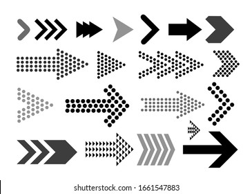 Set of new style black arrows. Arrow icon. Collection with elegant style and black. Vector illustration. Isolated on white background.