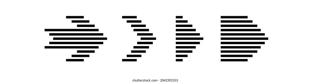 Set of new style black arrows vector icon set isolated on white background. Vector illustration