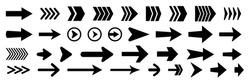 Set of new style black vector arrows isolated on white. Arrow vector icon. Arrows vector illustration collection