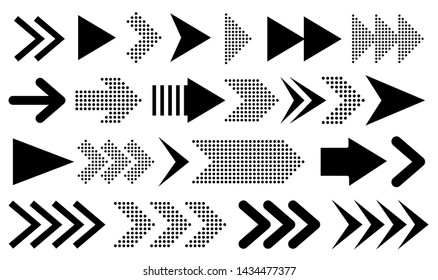 Set of new style black vector arrows isolated on white. Arrow icon. Arrow vector icon. Arrow. Arrows vector illustration collection