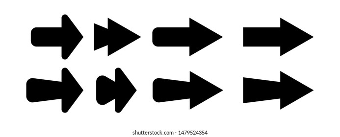 Set of new style black vector arrows isolated on white. Arrow vector icon. Arrows vector illustration collection