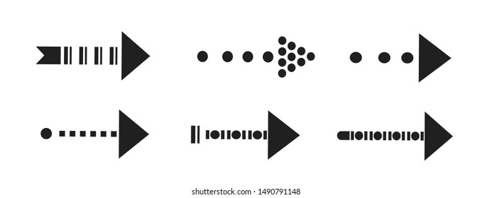 Set of new style black vector arrows. Modern simple arrows isolated on white background
