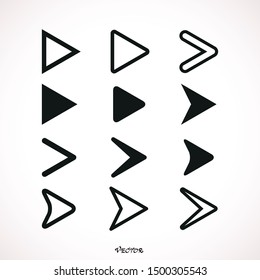 Set of new style black vector arrows isolated on white. 